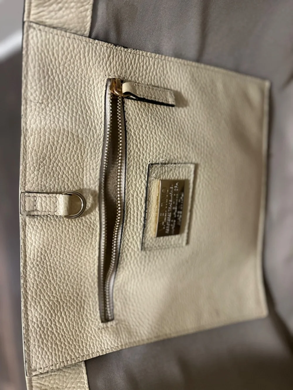 Mario Valentino Ivory Pebbled Leather Large Tote Bag